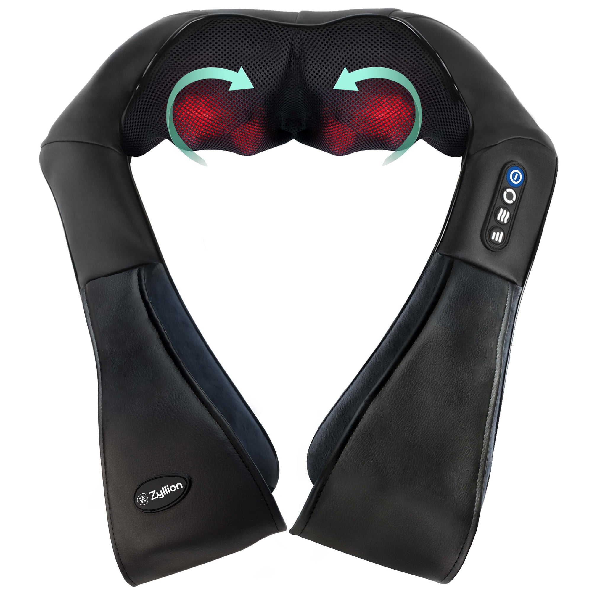 Zyllion Rechargeable Shiatsu Back and Neck Massager with Heat, Speed